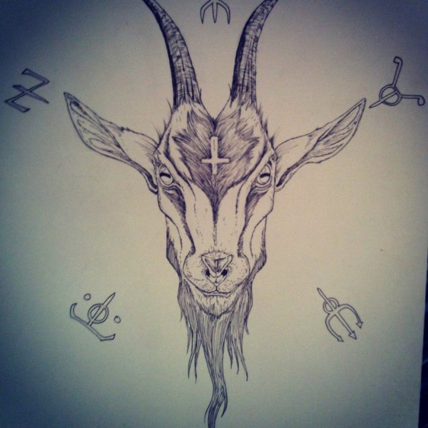 Голова козла тату