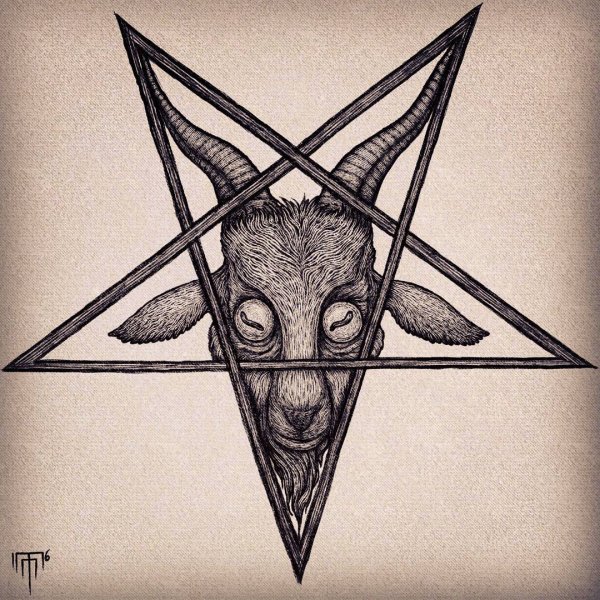 Тату Бафомет и пентаграмма