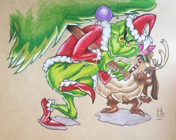 Гринч рисунок для срисовки