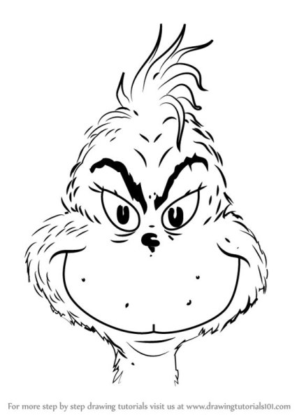 Гринч рисунок карандашом