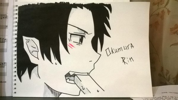 Рин Окумура арт в скетчбуке
