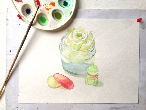 Объемные вещи акварелью