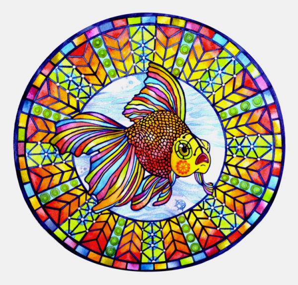 Витраж Золотая рыбка