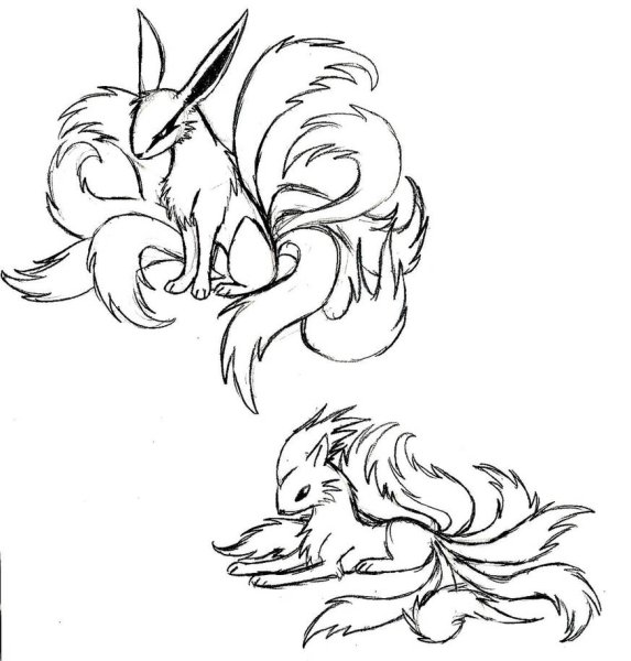 Кицунэ раскраска