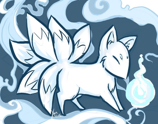 Японская лиса Кицунэ белая