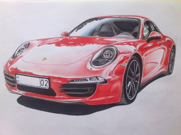 Порше 911 карандашом