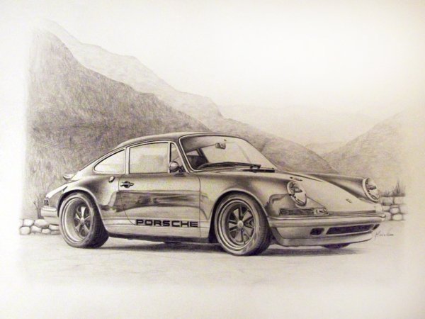 Порше 911 карандашом