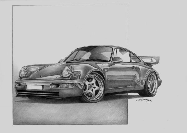 Порше 911 карандашом