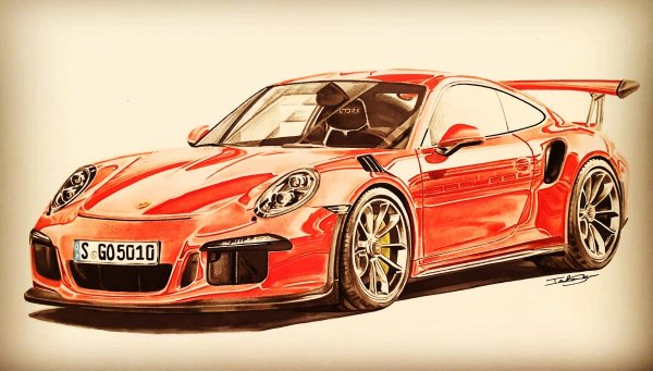 Porsche 911 gt3 RS карандашом