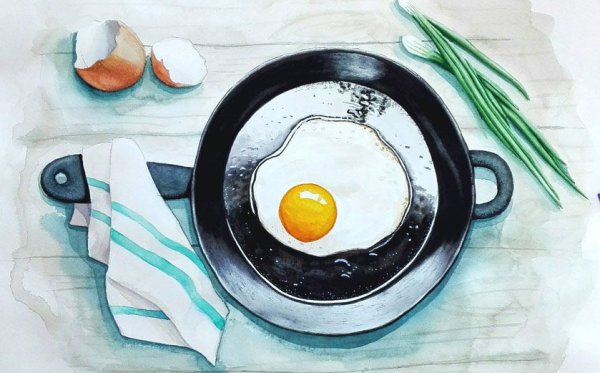 Яичница акварелью
