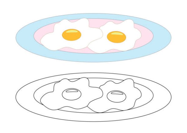 Раскраска яичница на тарелке