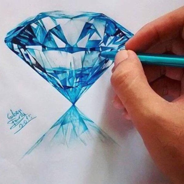 Алмаз цветными карандашами