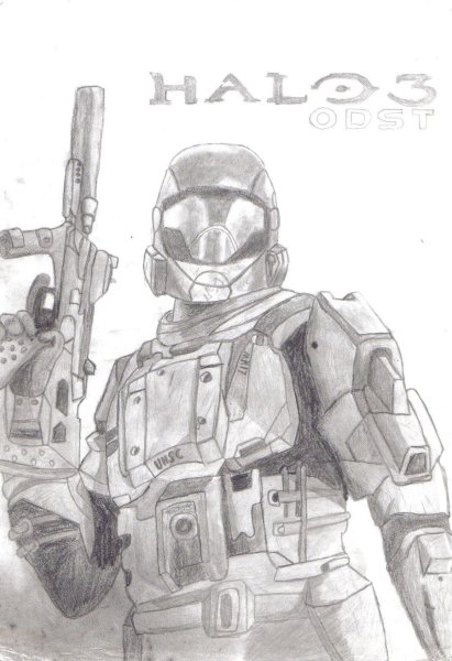 Наброски солдата из игры Halo