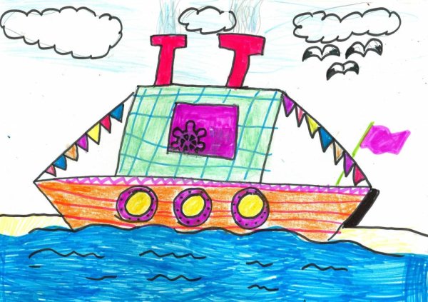 Рисование пароход
