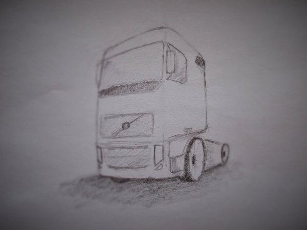 Рисунок простым карандашом фура