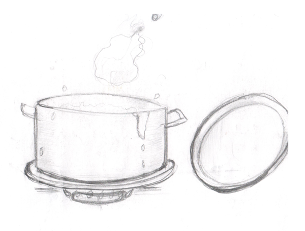 Кастрюля карандашом