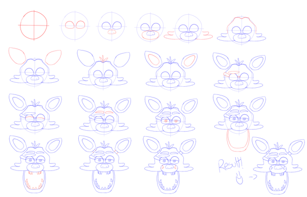 Поэтапное рисование АНИМАТРОНИКОВ