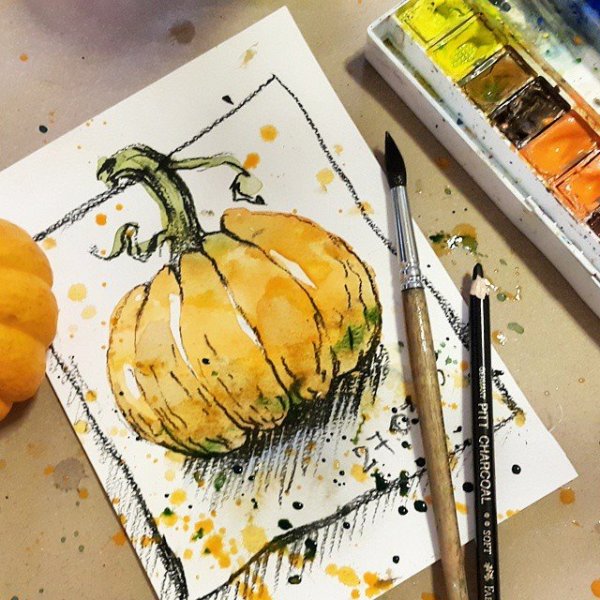 Акварельные скетчи для новичков