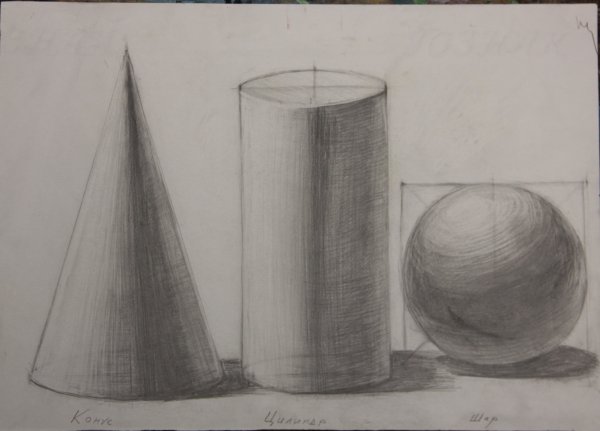 Рисунок гипсовых геометрических тел вращения цилиндр конус шар