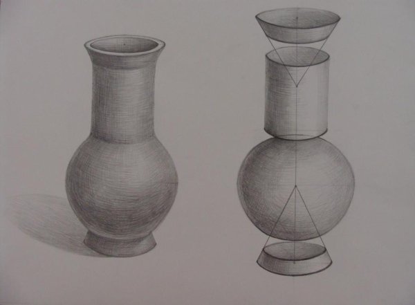 Рисование с натуры предметов комбинированной формы