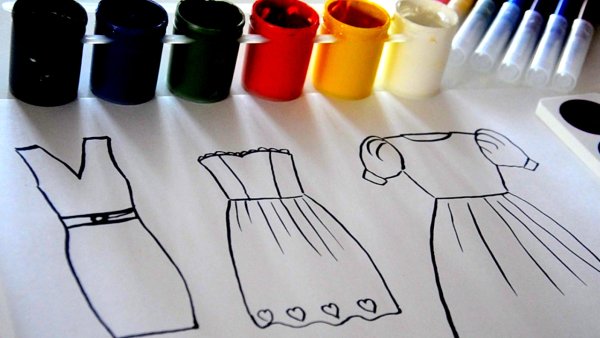 Рисование платья маркерами красивые и легкие