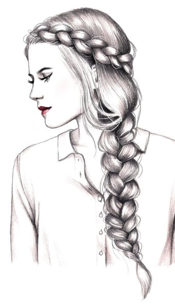 Набросок волосы косичка