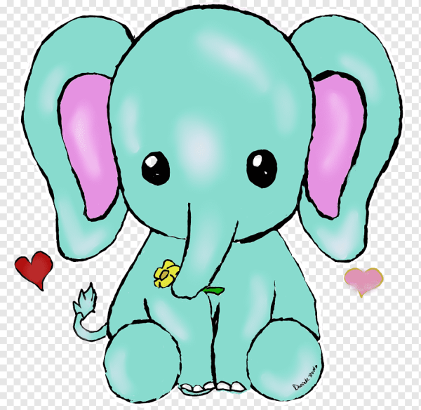 Мультяшный Слоненок на белом фоне