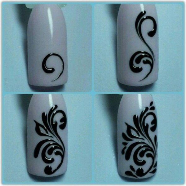 Вензеля на ногтях для начинающих