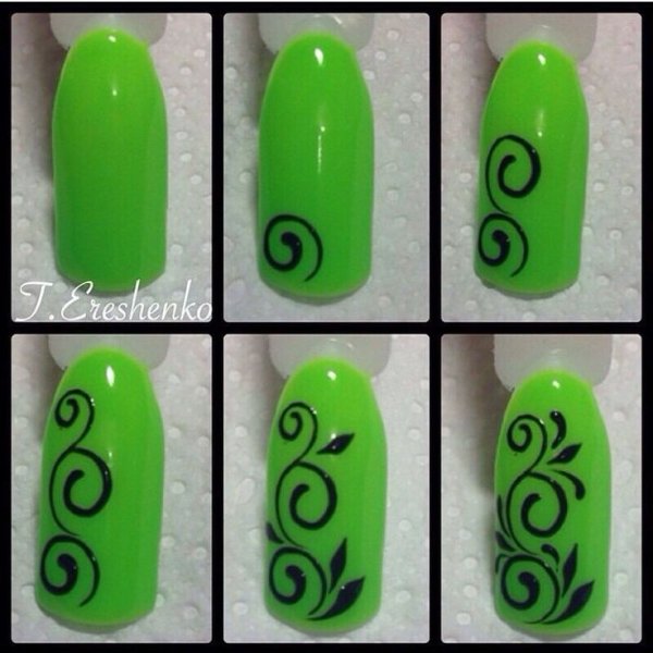Пошаговые узоры на ногтях
