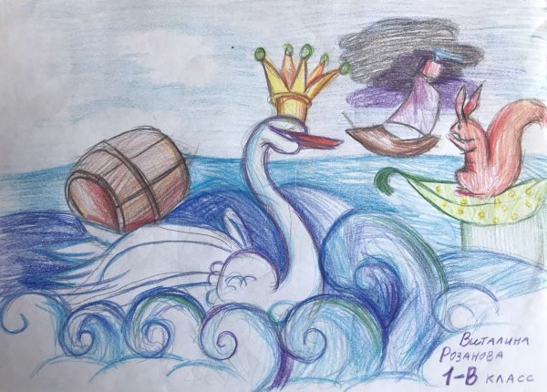 Детские рисунки к сказке о царе Салтане