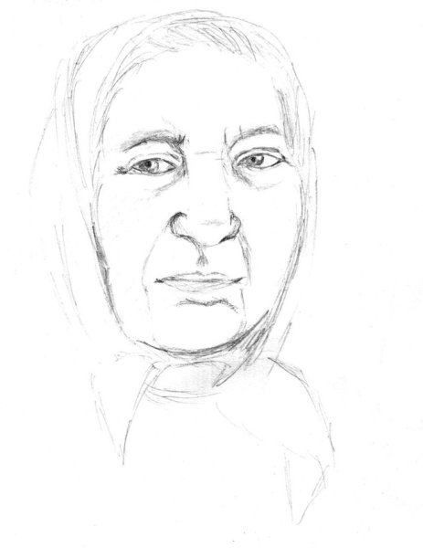 Портрет бабушки карандашом