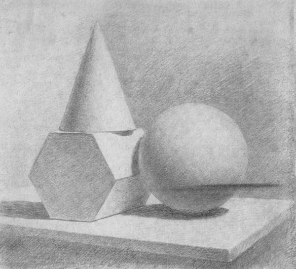 Рисование натюрморта из геометрических тел (Куба,цилиндра. Конуса)