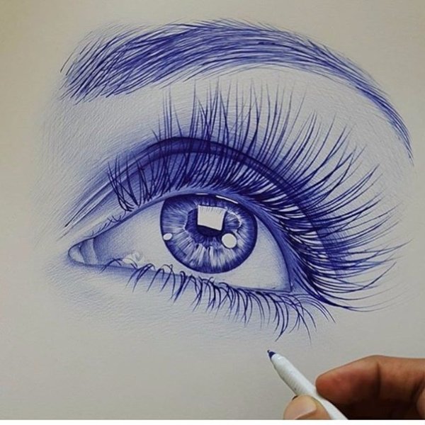 Рисование синей ручкой