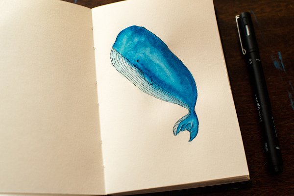 Голубые рисунки для скетчбука