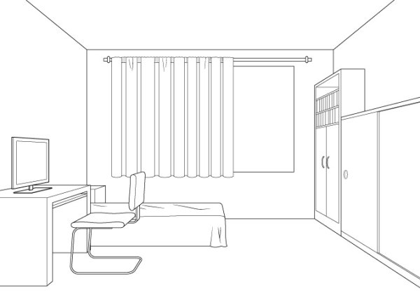 Комната карандашом