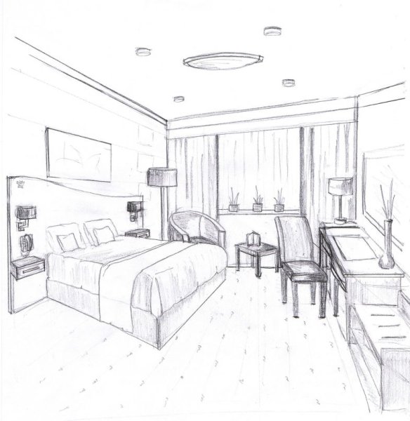 Набросок интерьера комнаты