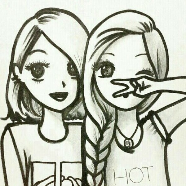 Рисунки для срисовки подружки