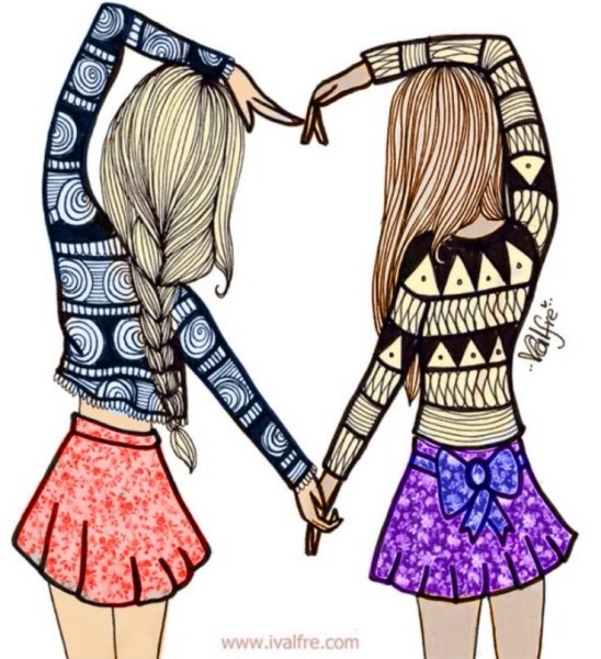 Рисунки для срисовки 2 подруги