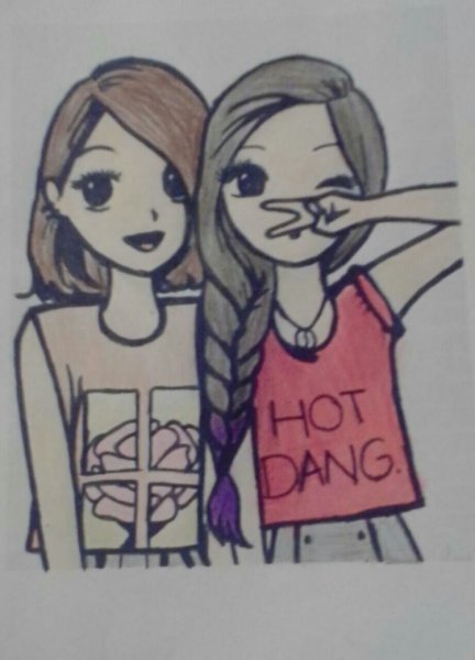 Лучшие подруги карандашом