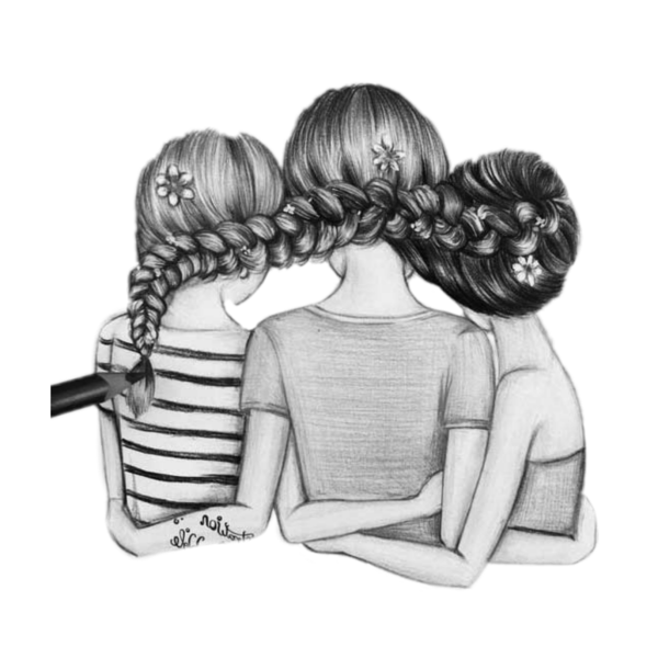 Рисунки для срисовки 3 подруги