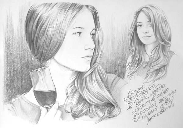 Рисунки карандашом подруги