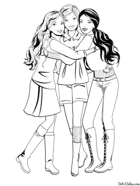 Раскраски Барби с подружками