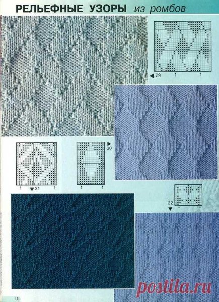 Узоры спицами для толстой пряжи из лицевых и изнаночных петель