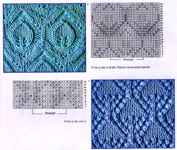 Вязание спицами узоры лицевыми и изнаночными петлями схемы