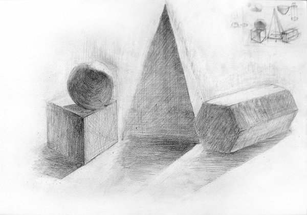 Геометрический натюрморт карандашом