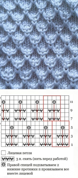 Вязка спицами объемный узор со схемой