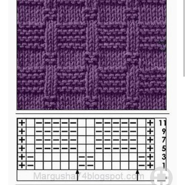 Узор из лицевых и изнаночных петель для шарфа спицами