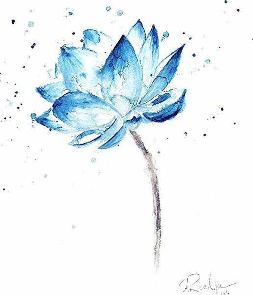 Синие цветы акварель