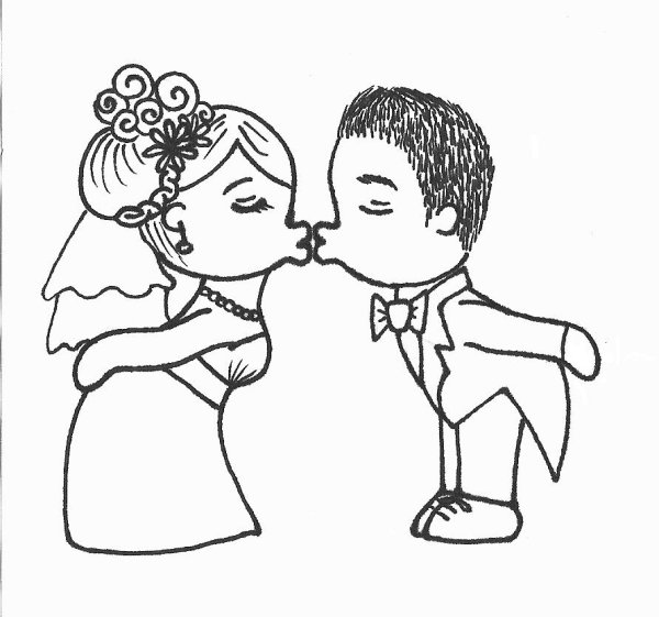 Свадебные бокалы раскраска