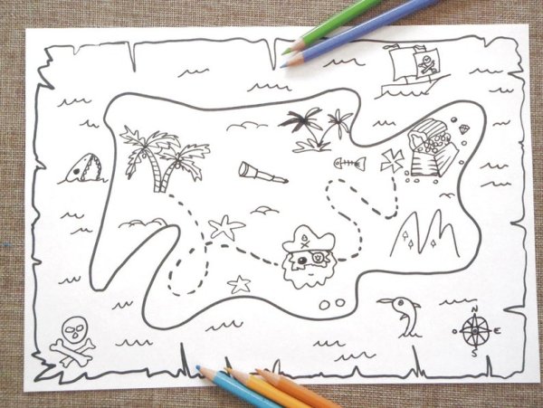 Карта сокровищ рисунок для детей